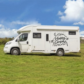 Vinyle et autocollants camping-car phrase happy camper