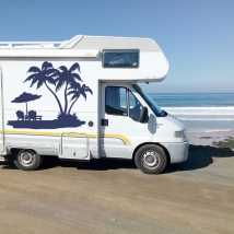 Vinyles décoratifs camping-cars palmiers sur la plage