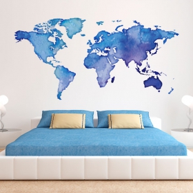 Vinile décoratif carte du monde en couleur