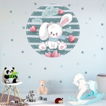 Vinyle et stickers pour enfants ou bébé lapin romantique