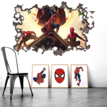 Vinyles décoratifs mur cassé 3d spider-man no way home