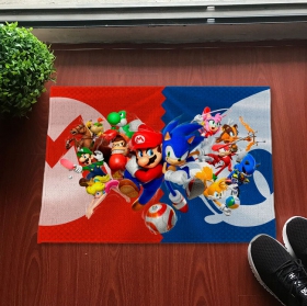 Tapis imprimé mario bros et sonic