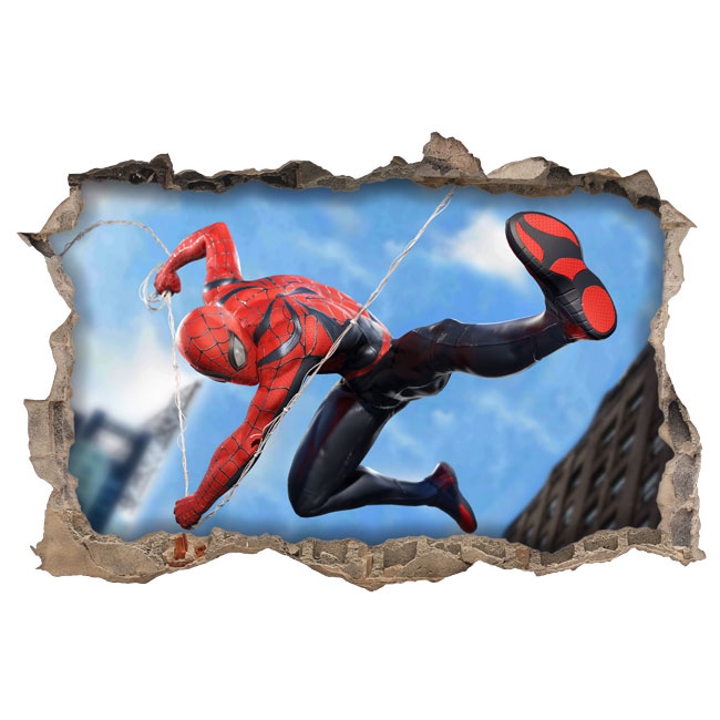 Sticker mural enfant Trou dans le mur Spiderman