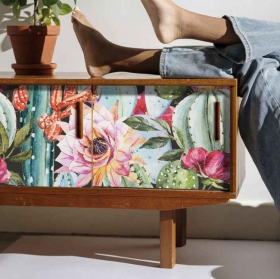 Vinyles pour meubles et armoires cactus à l'aquarelle