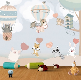 Peintures murales pour enfants illustration d'animaux heureux