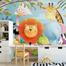 Papier peint ou murale dessins d'animaux enfantins