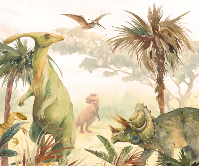 Poster vinyle adhésif Dinosaures dans la jungle