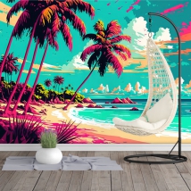 Papier peint paysage de jeunesse moderne plage tropicale