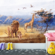 Papier peint ou murale de paysage de safari africain