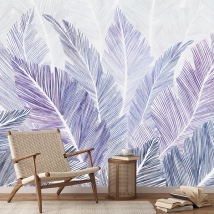 Papier peint ou murale dessin textures plantes tropicales