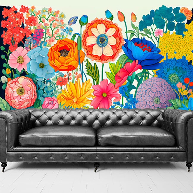 🥇 Murale ou papier peint de fleurs sauvages 🥇