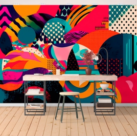 Fond d'écran ou illustration murale jeune art abstrait coloré