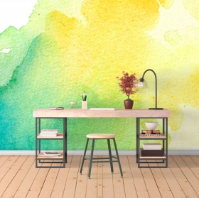Peinture murale ou papier peint tache de peinture à l'aquarelle abstraite décoration moderne