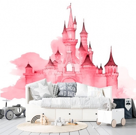 Papier peint ou papier peint château aquarelle rosequarelle