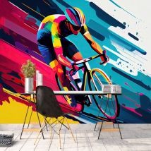 Murale ou papier peint vélo coloré