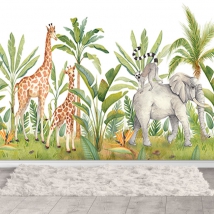 Papier peint ou papier peint illustration pour enfants animaux de la jungle