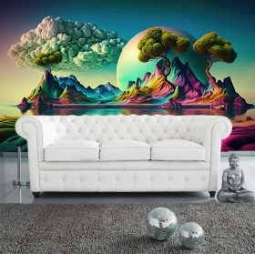 Photo murale ou papier peint illustration paysage couleur montagne