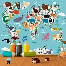 Papier peint ou carte du monde en papier pour illustration pour enfants
