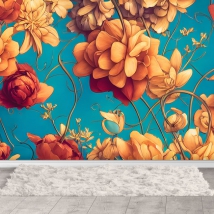 Papier peint ou murale illustration fleurs décoration classique