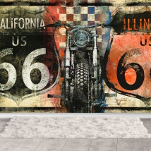 Photo murale ou papier peint biker route 66 harley davidson