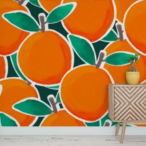 Papier peint ou peinture murale de dessin aquarelle orange moderne