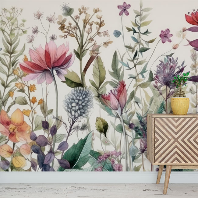 🥇 Papier peint ou peinture murale dessinant des fleurs vintage