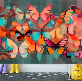 Papier peint papillons modernes colorés illustration jeunesse pour enfants