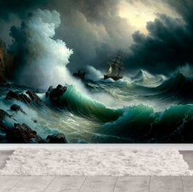 Papier peint ou illustration murale représentant un navire résistant à la tempête
