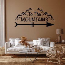 Phrase en vinyle adhésif aux montagnes avec flèche de montagne