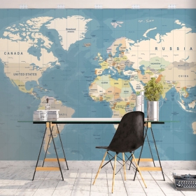 Murales de vinyle adhésif carte du monde